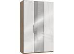 Mid.you , Weiß, Eichefarben , Holzwerkstoff , 4 Fächer , 150x236x58 cm , BQ - Bündnis für Qualität, Made in Germany, DIN EN ISO 9001 , umfangreiches Zubehör erhältlich, in verschiedenen Größen erhältlich, in verschiedenen Holzdekoren erhältlich, Schrankfront mit Spiegel ,