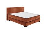 Mid.you , Cognac , Textil, Holzwerkstoff , H3 + H4 , 9-Zonen , 180x200 cm , Bettkasten, gepolstertes Kopfteil, Federkernmatratze, Wendematratze mit unterschiedlichen Härtegraden , Schlafzimmer, Betten, Boxspringbetten