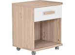 Mid.you , Weiß, Eichefarben , Holzwerkstoff , 1 Schublade(n) Schubladen , 46x58x40 cm , Büromöbel, Rollcontainer
