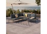 Beldano , Naturfarben, Dunkelgrau , Metall, Kunststoff, Textil , Füllung: Schaumstoff,Polyester , rostfrei, wetterbeständig , Gartenmöbel, Loungemöbel, Loungegarnituren
