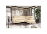 Livetastic , Beige , Textil, Leder , Echtleder , Rindleder , Ottomane rechts, L-Form , 242x194 cm , Made in EU , Bettkasten erhältlich, Lederauswahl, seitenverkehrt erhältlich, Rücken echt, motorische Relaxfunktion ,