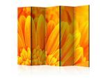 artgeist , Gelb, Orange , Holz, Textil , Kiefer , massiv , Blume , 225x172x3 cm , Motiv auf Vorder- und Rückseite , Kleinmöbel, Paravents