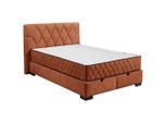 Mid.you , Cognac , Textil, Holzwerkstoff , H3 + H4 , 9-Zonen , 140x200 cm , Bettkasten, gepolstertes Kopfteil, Federkernmatratze, Wendematratze mit unterschiedlichen Härtegraden , Schlafzimmer, Betten, Boxspringbetten