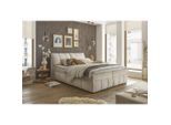 Mid.you , Beige , Textil, Holzwerkstoff , 180x200 cm , Bettkasten, gepolstertes Kopfteil, Topper durchgehend , Schlafzimmer, Betten, Boxspringbetten