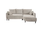 Mid.you , Creme , Textil , Kiefer , Hartholz , Füllung: Polyurethan (PUR),Polyurethan (Pur) , Ottomane rechts, L-Form , 244x165 cm , Made in EU , Liegefunktion, Rücken echt ,
