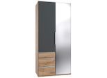 Mid.you , Graphitfarben, Plankeneiche , Holzwerkstoff, Glas , 1 Fächer , 3 Schublade(n) Schubladen , 100x216x58 cm , BQ - Bündnis für Qualität, Made in Germany, DIN EN ISO 9001 , Typenauswahl, umfangreiches Zubehör erhältlich, in verschiedenen Größen erhältlich, in verschiedenen Holzdekoren erhältlich ,