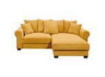Mid.you , Gelb , Textil , Füllung: Polyester,Polyester , Ottomane rechts, seitenverkehrt montierbar, L-Form , 255x185 cm , Rücken echt , Wohnzimmer, Sofas & Couches, Schlafsofas, Ecksofas mit Schlaffunktion