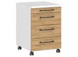 Germania , Weiß, Eichefarben , Kunststoff , 4 Schublade(n) Schubladen , 42x61x49 cm , Beimöbel erhältlich , Büromöbel, Rollcontainer