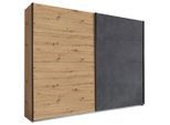 Rauch Möbel , Anthrazit, Eiche Artisan , Holzwerkstoff , 3 Fächer , 271x210x62 cm , Blauer Engel, Goldenes M, Made in Germany ,