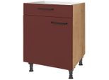 Nobilia , Rot, Eichefarben , Holzwerkstoff , 1 Fächer , 1 Schublade(n) Schubladen , einzeln stellbar , 60x87x56 cm , Blauer Engel, Pefc, Goldenes M, Made in Germany, DGM-Klimapakt ,