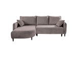 Mid.you , Taupe , Textil , Kiefer , Hartholz , Füllung: Polyurethan (PUR),Polyurethan (Pur) , Ottomane links, L-Form , 244x165 cm , Made in EU , Liegefunktion, Rücken echt , Wohnzimmer, Sofas & Couches, Wohnlandschaften, Ecksofas
