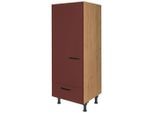Nobilia , Rot, Eichefarben , Holzwerkstoff , 1 Schublade(n) Schubladen , einzeln stellbar, nur wie online abgebildet bestellbar , 60x168x58 cm , Blauer Engel, Pefc, Goldenes M, Made in Germany, DGM-Klimapakt , Küche, Küchenblöcke, Küchenschränke, Küchenumbauschränke