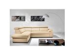 Livetastic , Beige , Leder , Echtleder , Rindleder , L-Form , 265x211 cm , Made in EU , Bettkasten erhältlich, Lederauswahl, seitenverkehrt erhältlich, Bettfunktion erhältlich, Rücken echt ,