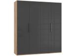 Mid.you , Grau, Eichefarben , Holzwerkstoff , 2 Fächer , 200x216x58 cm , BQ - Bündnis für Qualität, Made in Germany, DIN EN ISO 9001 , umfangreiches Zubehör erhältlich, in verschiedenen Größen erhältlich, in verschiedenen Holzdekoren erhältlich ,