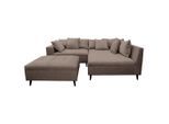 Mid.you , Braun , Textil , Birke , Füllung: Schaumstoffflocken,Schaumstoffflocken , Ottomane rechts, L-Form , 247x174 cm , Made in EU , Rücken echt, Armteil links ,