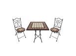 Ambia Garden , Creme, Schwarz, Dunkelrot , Metall, Keramik , 60x75x60 cm , Grüner Punkt, Europäischer Sicherheitsstandard , Stuhl klappbar, geeignet für Balkon , Gartenmöbel, Gartenmöbel-Sets, Gartengarnituren
