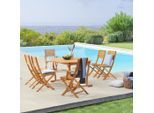James Wood , Teakfarben , Holz , Akazie , massiv , 160-220x100x74 cm , Tisch ausziehbar, Stuhl klappbar , Gartenmöbel, Gartenmöbel-Sets, Gartengarnituren