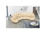 Livetastic , Beige , Textil, Leder , Echtleder , Rindleder , Füllung: Polyester , Ottomane links, Rundform , 300x113 cm , Made in EU , Rücken echt ,