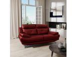 Livetastic , Rot , Leder , Echtleder , Rindleder , 185x92x99 cm , Made in EU , Lederauswahl, Rücken echt ,