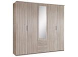 Mid.you , Eichefarben , Glas, Holzwerkstoff , 4 Fächer , 3 Schublade(n) Schubladen , 225x210x58 cm , Made in Germany, BQ - Bündnis für Qualität, DIN EN ISO 9001 , Schrankfront mit Spiegel ,