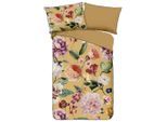 Möbelix , Gelb , Textil , Blume , 140x200 cm , Oeko-Tex® Standard 100 , atmungsaktiv, bio , Heimtextilien, Schlaftextilien, Bettwäsche, Baumwoll Bettwäsche