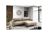 Mid.you , Beige , Textil , Ottomane rechts, L-Form , 240x163 cm , Made in EU , Liegefunktion , Wohnzimmer, Sofas & Couches, Wohnlandschaften, Ecksofas