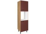 Nobilia , Rot, Eichefarben , Holzwerkstoff , 2 Fächer , einzeln stellbar, nur wie online abgebildet bestellbar , 60x216.6x58 cm , Blauer Engel, Pefc, Goldenes M, Made in Germany, DGM-Klimapakt , Küche, Küchenblöcke, Küchenschränke, Küchenumbauschränke