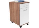 Möbelix , Weiß, Eichefarben , Holzwerkstoff , 1 Fächer , 1 Schublade(n) Schubladen , 33x59.5x38 cm , Büromöbel, Rollcontainer