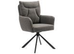 Mid.you , Braun , Metall, Textil , Uni , 60x92x67 cm , inklusive Armlehnen, Sitzfläche 180° drehbar, automatische Rückholfunktion , Esszimmer, Esszimmerstühle, Polsterstühle