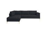 Mid.you , Schwarz , Textil , Füllung: Polyester, Silikon , Ottomane links, L-Form , 310x204 cm , Made in EU ,