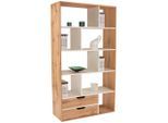 Möbelix , Weiß, Eichefarben, Hellbraun , Holzwerkstoff , 4 Fächer , 2 Schublade(n) Schubladen , 110x185x32 cm , stehend ,