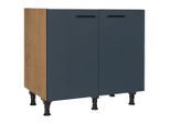Nobilia , Blau, Eichefarben , Holzwerkstoff , einzeln stellbar , 90x87x56 cm , Blauer Engel, Pefc, Goldenes M, Made in Germany, DGM-Klimapakt , Küche, Küchenblöcke, Küchenschränke, Spülenunterschränke