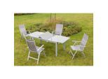 Gardenson , Silberfarben , Metall, Glas , rechteckig , 90x75x120 cm , ausziehbar , Gartenmöbel, Gartentische, Gartentische ausziehbar