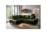 Livetastic , Dunkelgrün , Textil , Uni , 265x206 cm , Made in EU , Liegefunktion, Rücken echt, Armteil rechts , Wohnzimmer, Sofas & Couches, Schlafsofas, Schlafsofas