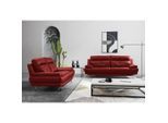 Livetastic , Rot , Leder , Echtleder , Rindleder , 225x92x99 cm , Made in EU , Lederauswahl, Rücken echt ,