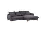 Livetastic , Grau , Textil , Buche , vollmassiv , Füllung: Schaumstoffflocken,Schaumstoffflocken , Ottomane rechts, L-Form , 274x170 cm , Made in EU , Liegefunktion, Schlafen auf Sitzhöhe, Rücken echt ,