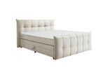 Mid.you , Creme , Textil, Holzwerkstoff , H2 , 7-Zonen , 180x200 cm , Bettkasten, gepolstertes Kopfteil, Federkernmatratze, Topper durchgehend, Matratze geteilt ,