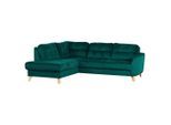 Livetastic , Petrol , Textil , Buche , Ottomane links, L-Form , 236x190 cm , Made in EU , Rücken echt, seitenverkehrt erhältlich ,
