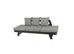 Gardenson , Grau, Schwarz , Metall, Kunststoff, Textil , Füllung: Polyester,Polyester , 216x70x74 cm , rostfrei, UV-beständig, wetterbeständig, Bank klappbar, platzsparend verstaubar, geeignet für Balkon , Gartenmöbel, Loungemöbel, Loungegarnituren