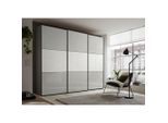 Möbelix , Weiß, Hellgrau , Glas, Holzwerkstoff , 10 Fächer , 2 Schublade(n) Schubladen , 336x222x68 cm , Goldenes M, BQ - Bündnis für Qualität, Made in Germany , Typenauswahl, Beimöbel erhältlich, umfangreiches Zubehör erhältlich, in verschiedenen Größen erhältlich, in verschiedenen Holzdekoren erhältlich , Schlafzimmer, Kleiderschränke, Schwebetürenschränke