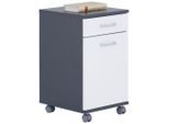 Möbelix , Anthrazit, Weiß , Holzwerkstoff , 1 Fächer , 1 Schublade(n) Schubladen , 33x59.5x38 cm , Büromöbel, Rollcontainer