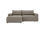 Livetastic , Taupe , Textil , Füllung: Schaumstoff , Ottomane links, L-Form , 233x144 cm , Made in EU , seitenverkehrt erhältlich, Liegefunktion ,