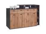 Möbelix , Grau, Eichefarben , Holz , Eiche , 2 Fächer , 4 Schublade(n) Schubladen , 190x105x40 cm , stehend , Kleinmöbel, Kommoden, Kommoden