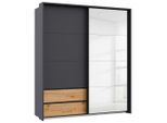 Möbelix , Grau, Eiche Artisan , Holzwerkstoff , 2 Fächer , 2 Schublade(n) Schubladen , 181x210x62 cm , Blauer Engel, BQ - Bündnis für Qualität, Made in Germany , Schlafzimmer, Kleiderschränke, Schwebetürenschränke