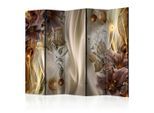 artgeist , Sandfarben, Hellgelb, Perlmutt, Cognac , Holz, Textil , Kiefer , massiv , Abstraktes , 225x172x3 cm , Motiv auf Vorder- und Rückseite , Kleinmöbel, Paravents