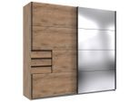 Mid.you , Klar, Eichefarben , Holzwerkstoff , 4 Fächer , 3 Schublade(n) Schubladen , 225x210x64 cm , Made in Germany , Schrankfront mit Spiegel , Schlafzimmer, Kleiderschränke, Schwebetürenschränke