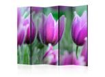 artgeist , Grün, Violett , Holz, Textil , Kiefer , massiv , Blume , 225x172x3 cm , Motiv auf Vorder- und Rückseite , Kleinmöbel, Paravents