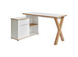 Livetastic , Weiß, Eichefarben , Holzwerkstoff , 1 Schublade(n) Schubladen , 95x76x140 cm , Kabeldurchlass, Stauraum, seitenverkehrt montierbar, in verschiedenen Holz-Dekoren erhältlich , Büromöbel, Schreibtische, Eckschreibtische