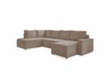 Mid.you , Taupe , Textil , Füllung: Schaumstoff , Ottomane links, U-Form , 322x194 cm , Made in EU , Liegefunktion , Wohnzimmer, Sofas & Couches, Wohnlandschaften, Wohnlandschaften U-Form