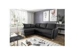 Livetastic , Schwarz , Textil, Leder , Echtleder , Rindleder , Buche , Füllung: Silikon , Ottomane links, L-Form , 227x168 cm , Made in EU , Bettkasten erhältlich, Fußauswahl, Lederauswahl, Stoffauswahl, Bettfunktion erhältlich, Hocker erhältlich, Rücken echt , Wohnzimmer, Sofas & Couches, Wohnlandschaften, Ecksofas
